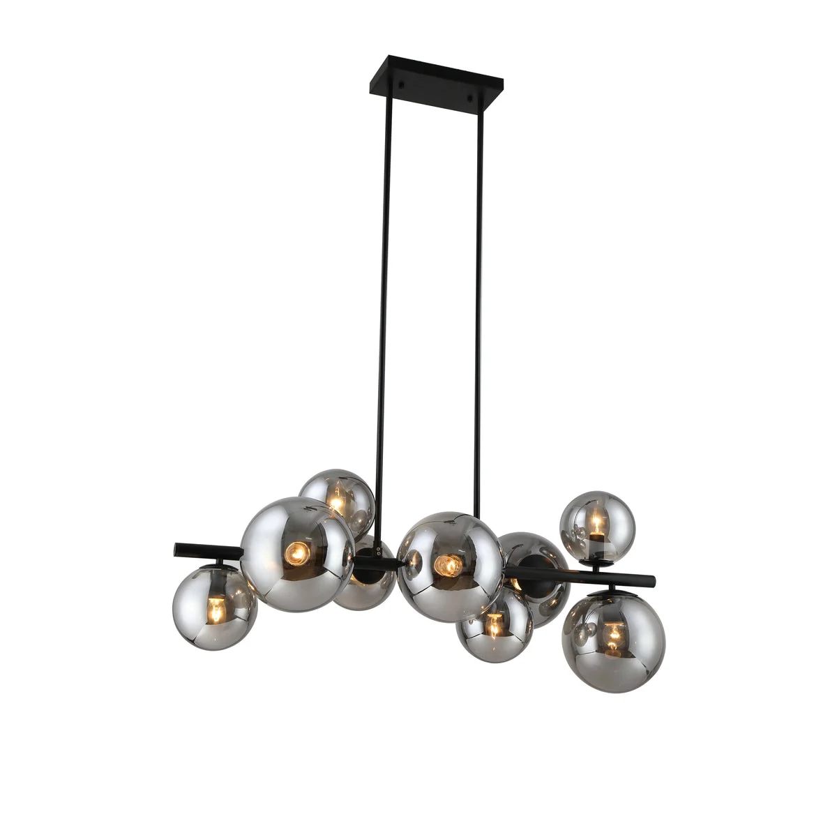 Sagebrook Home 51118 47" Metal Pendant Lamp, 9 Light With Smoke Glass B