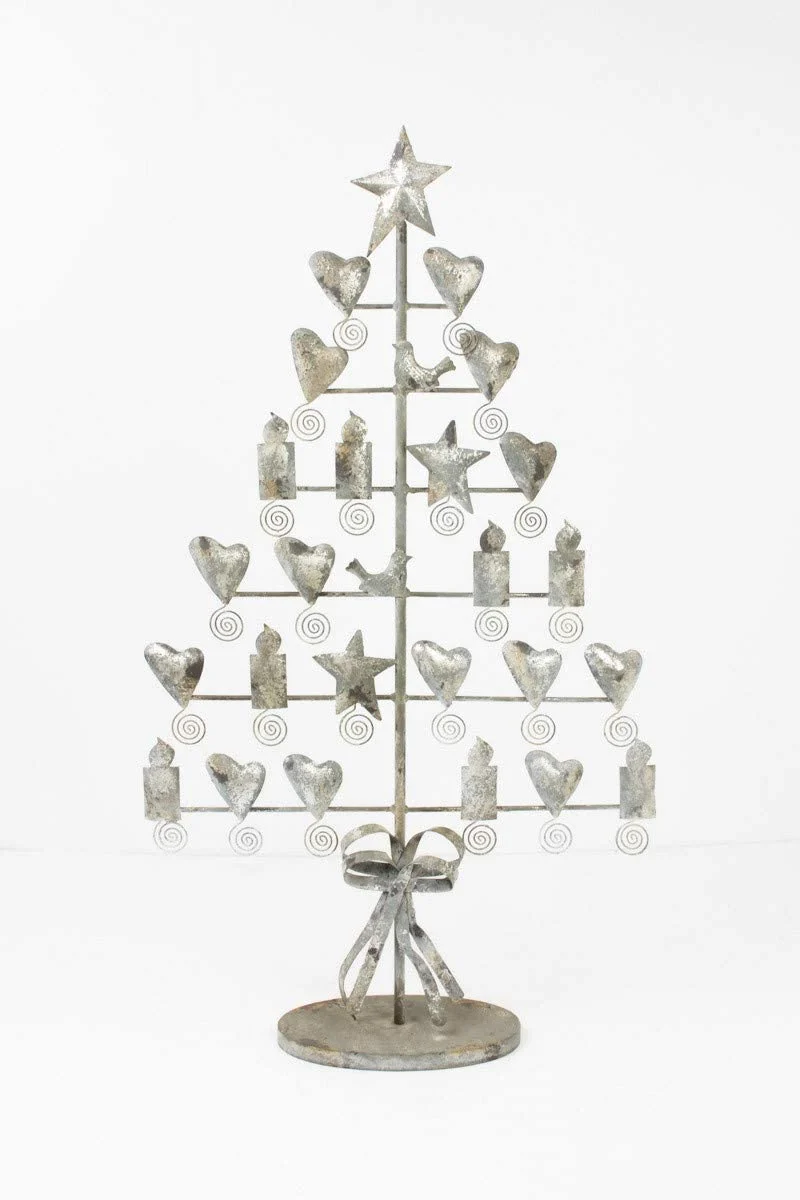 Kalalou CHE1064 Rustic Grey Metal Christmas Card Tree