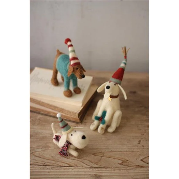 Kalalou CHB2080 Felt Christmas Dogs Set of 3