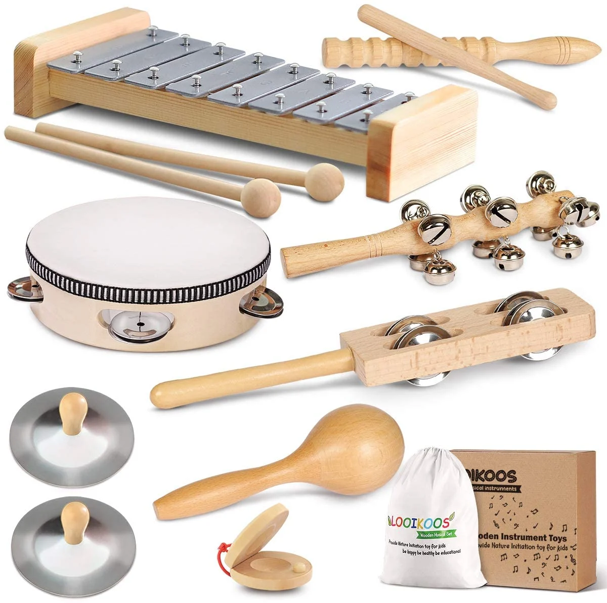LOOIKOOS Toddler Musical Instruments, Eco Friendly Musical Set