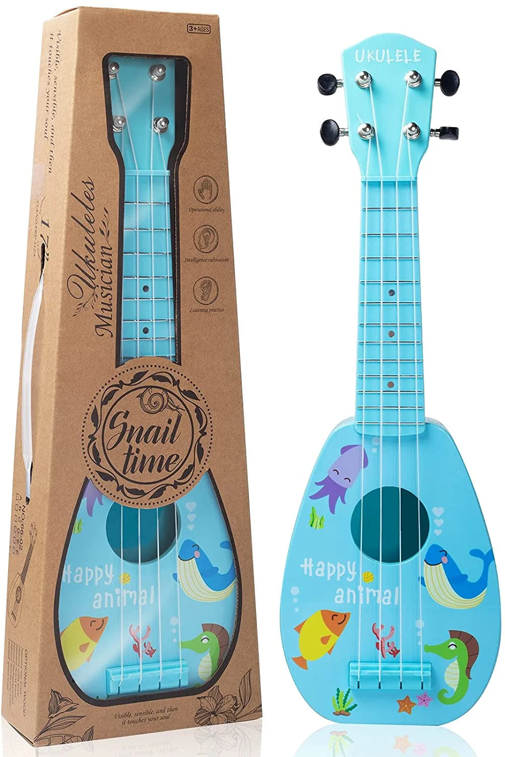 YOLOPLUS 17 Inch Kids Ukulele Guitar Toy 4 Strings, Blue