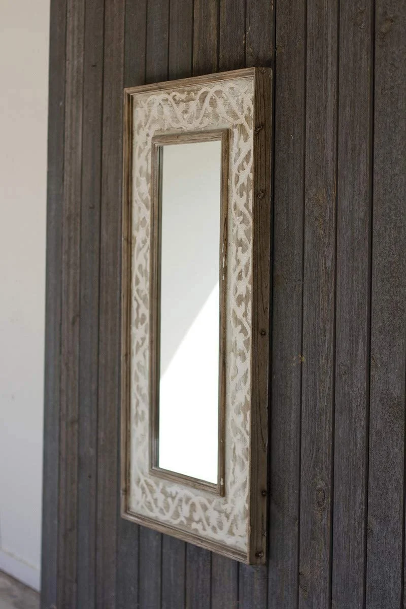 Kalalou CCG1452 Mirror with Wooden Frame with Fluer DE LIS Detail