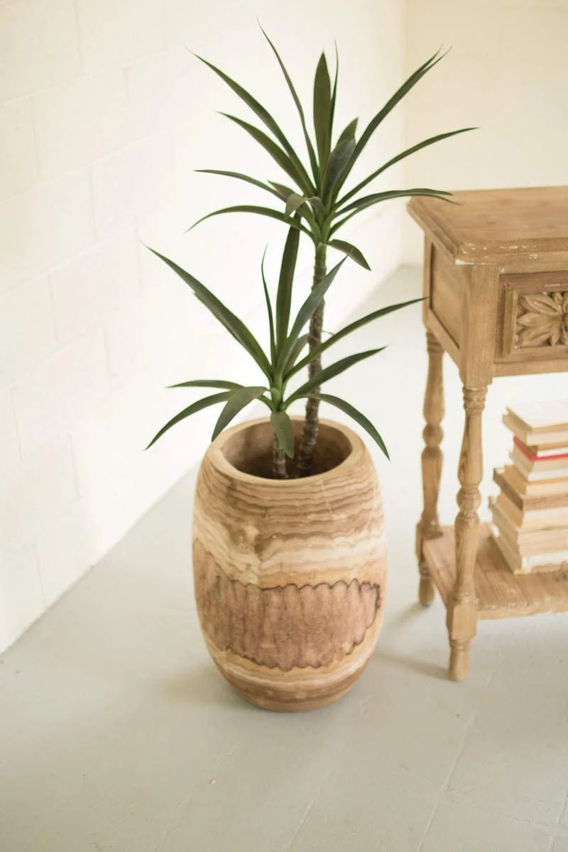 Kalalou CFAN1004 Hand Carved Wooden Urn