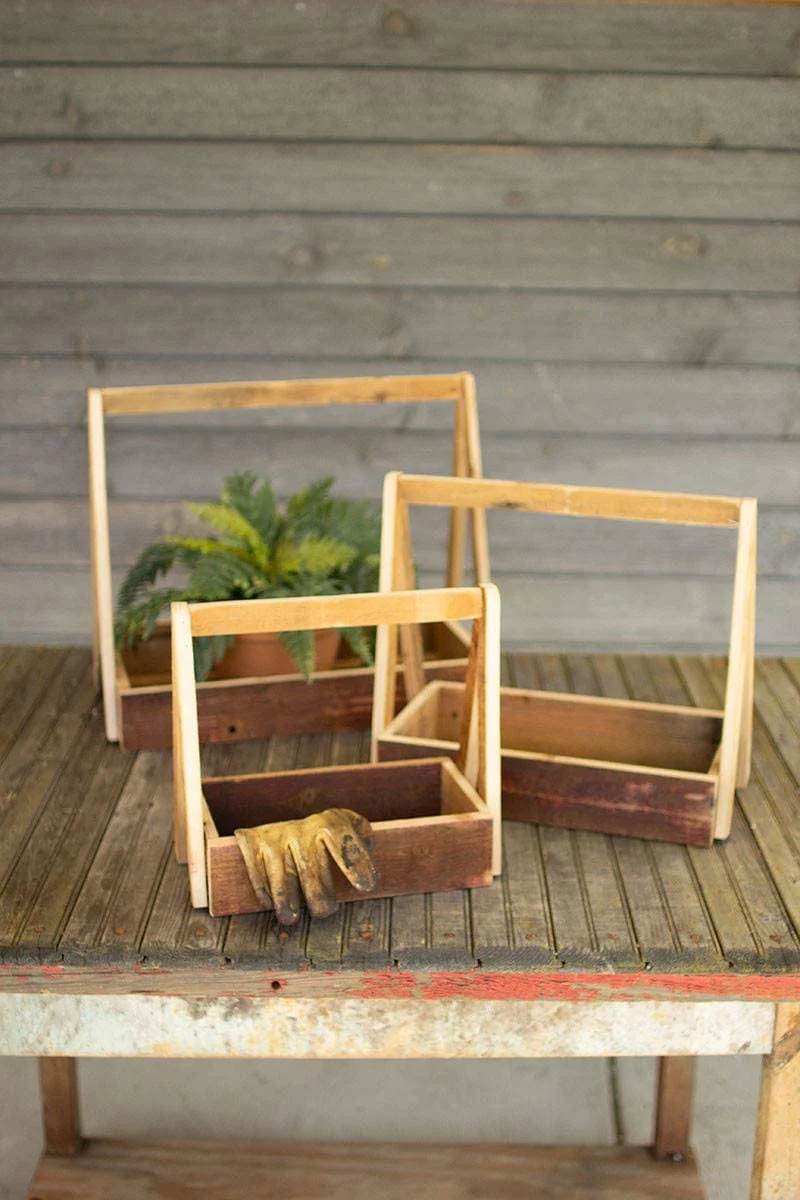 Kalalou CCHA1023 Rustic Recycled Wood Trucks Set of 3