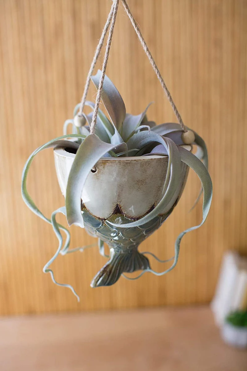 Kalalou CDV2014 Ceramic Hanging Fish Tale Planter