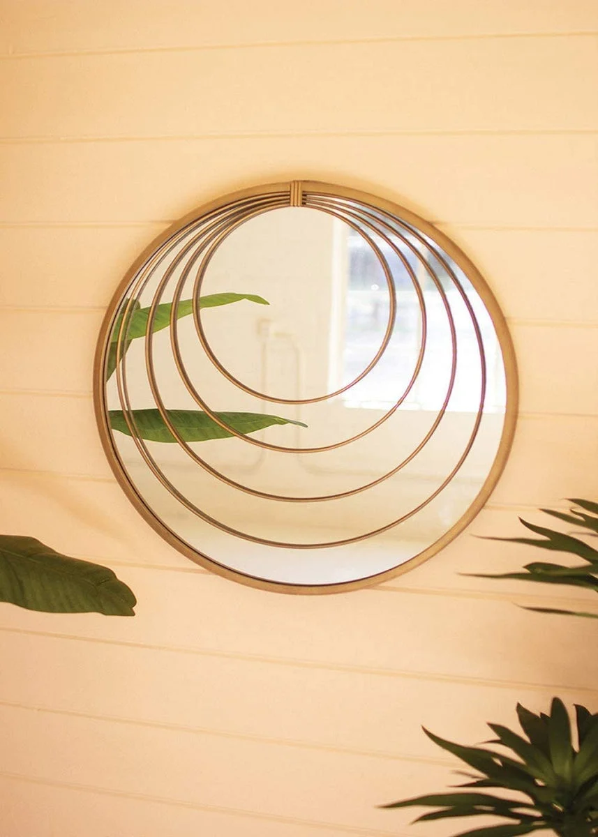 Kalalou CBB1127  Antique Brass Mirror with Multiple Rings