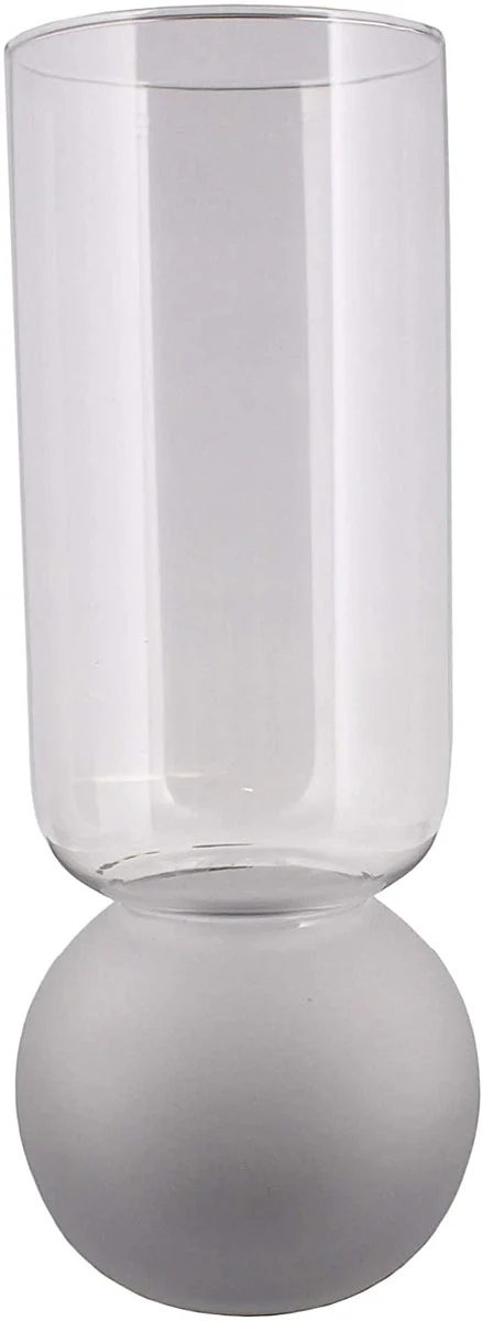 Benzara Glass Vase with Bulb Design Base and Frosted Look, Clear