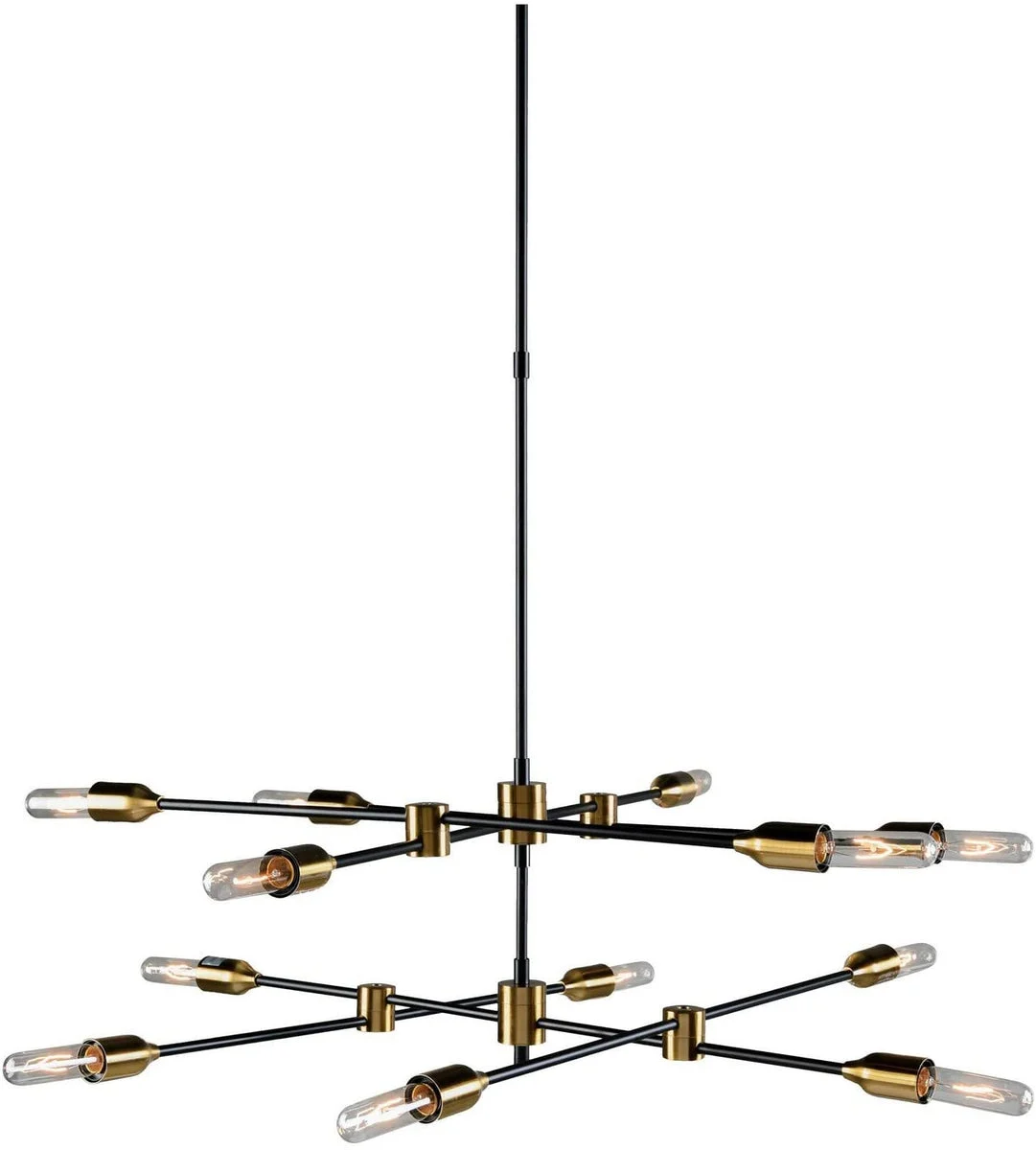 Benzara 12 Light Contemporary Metal Chandelier, Black and Gold