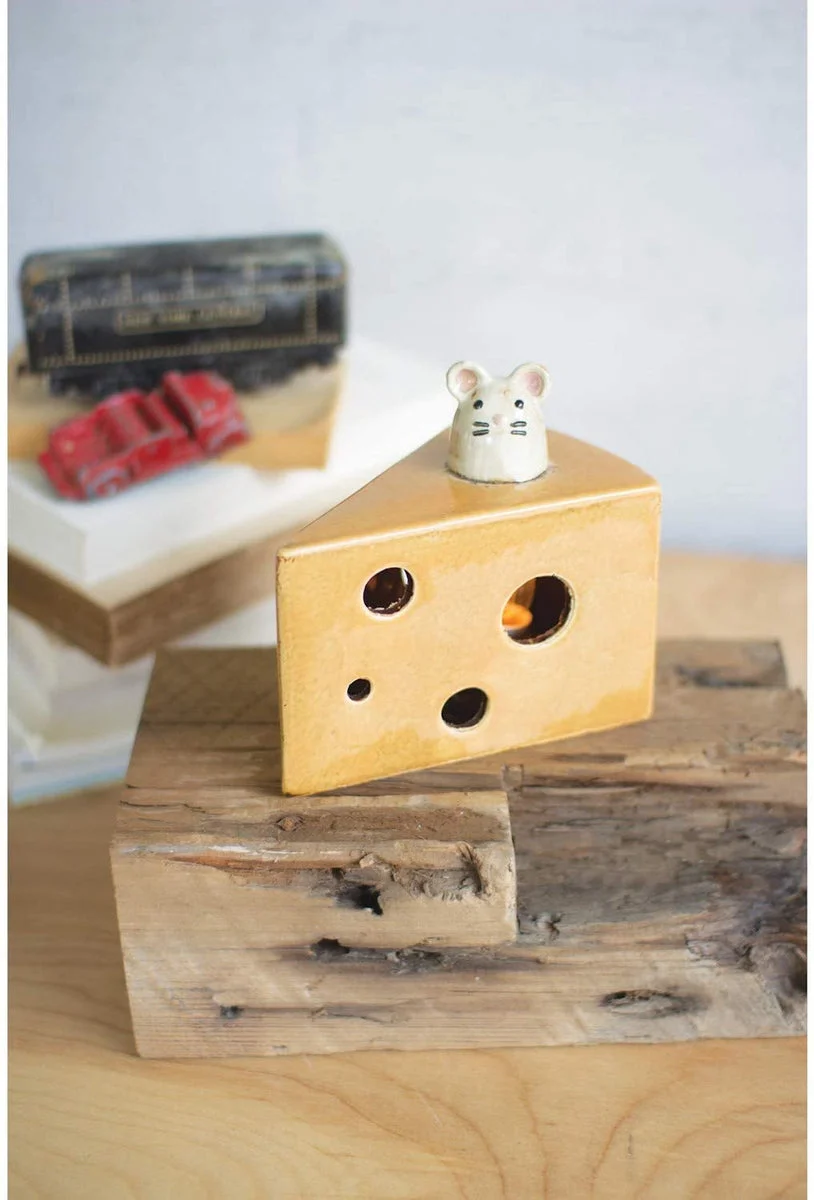 Kalalou CDV2027 Ceramic Cheese and Mouse Night Light