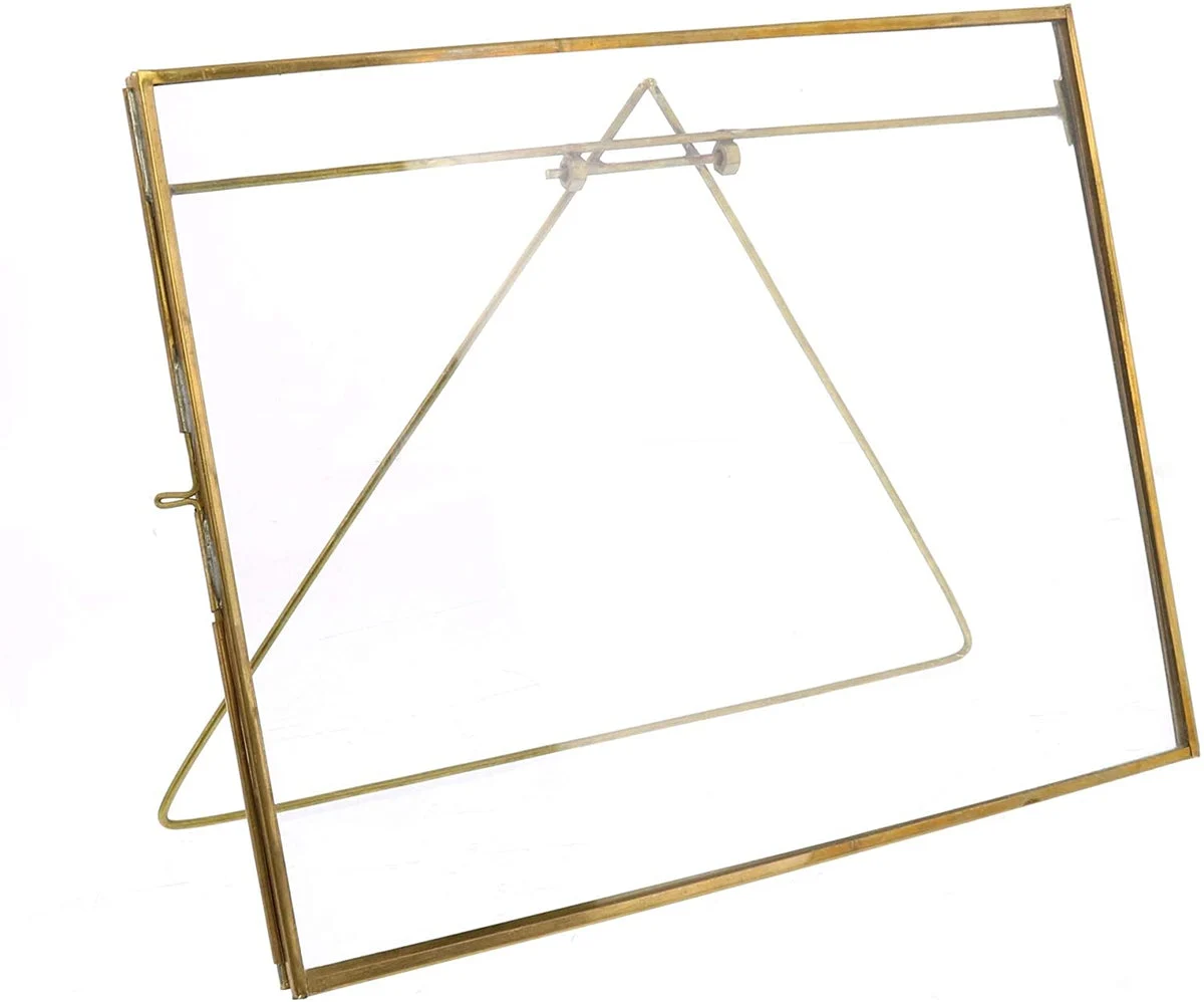 Benzara Metal Horizontal Easel Frame with Lock Shutter, Brass