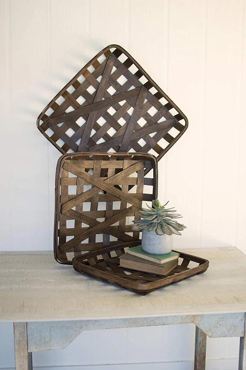 Kalalou CCH1011 Dark Brown Split Wood Baskets