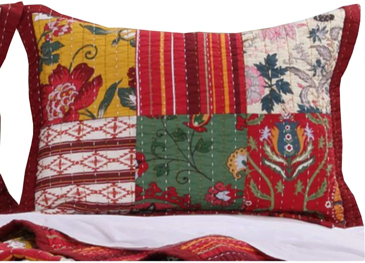 Benzara Portland 36 x 20 Cotton King Pillow Sham with Floral Print, Multicolor