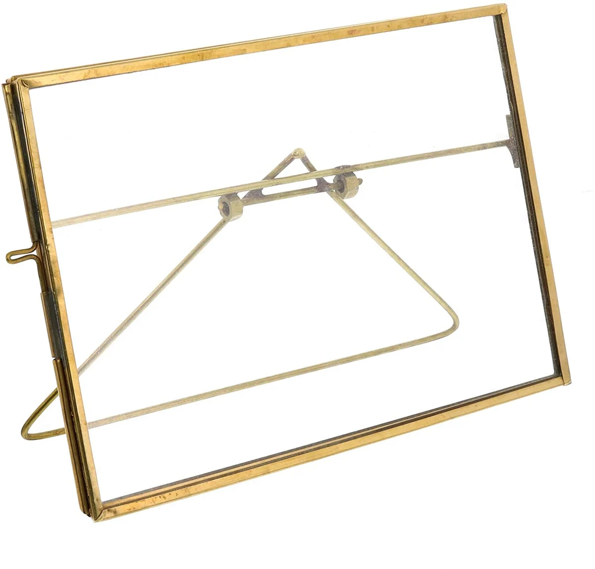 Benzara 5 Inch Metal Horizontal Easel Frame with Lock Shutter, Brass