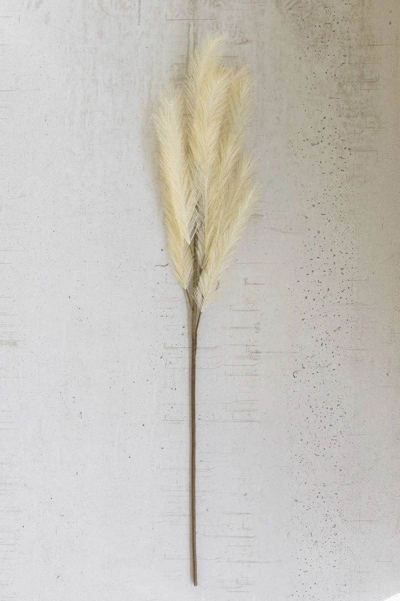 White Pampas Stem – 40"H Artificial Floral Stem with Bendable Fronds, EVA Foam & Wire Construction (Set of 6) By Kalalou