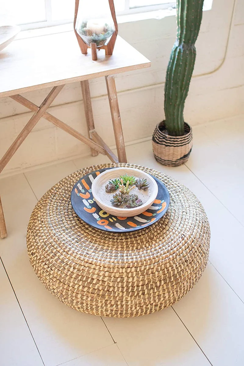 Kalalou A6308 Woven Rush Round Ottoman