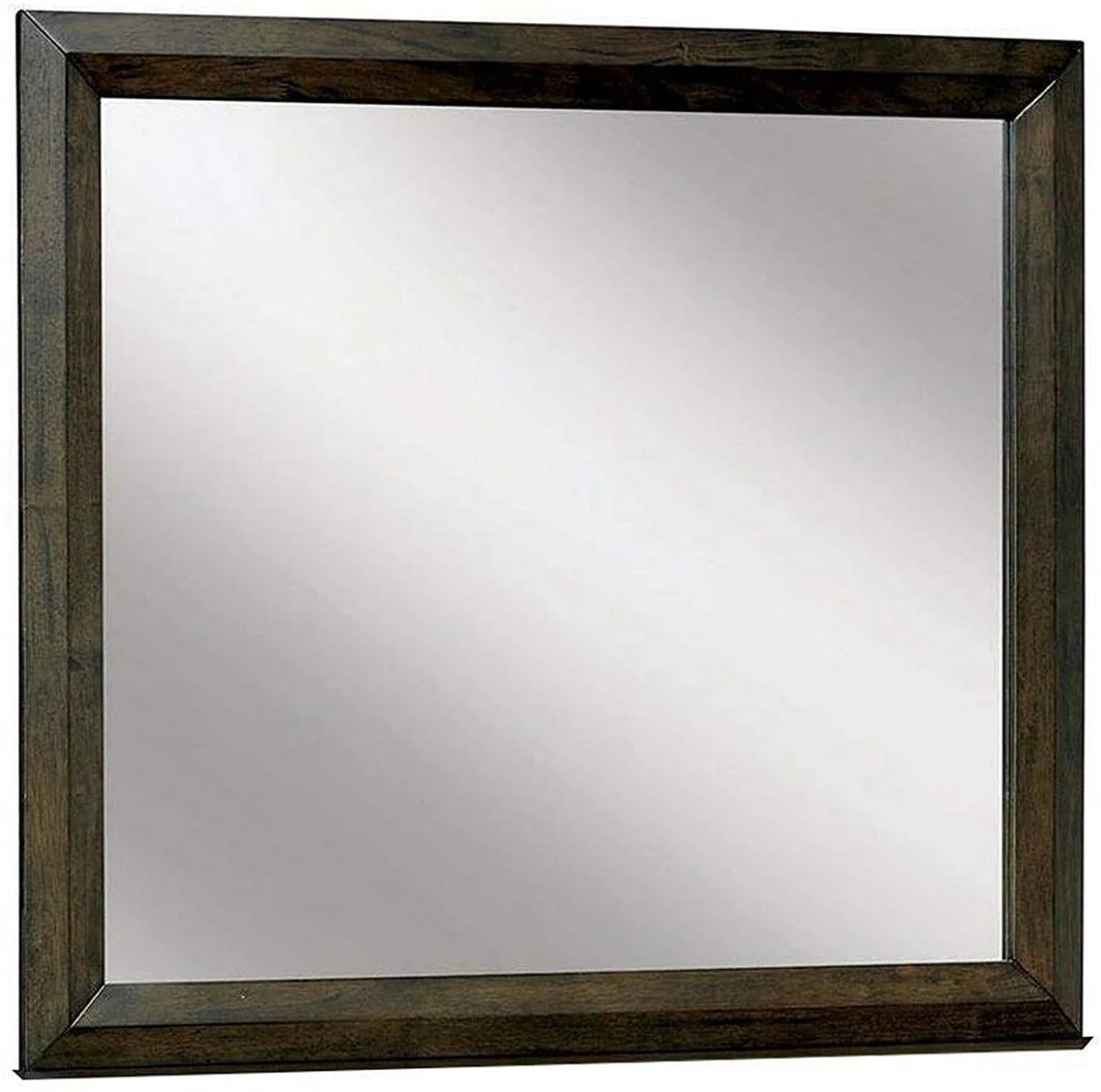 Benzara Rectangular Wooden Frame Mirror with Dual Tone Look, Brown