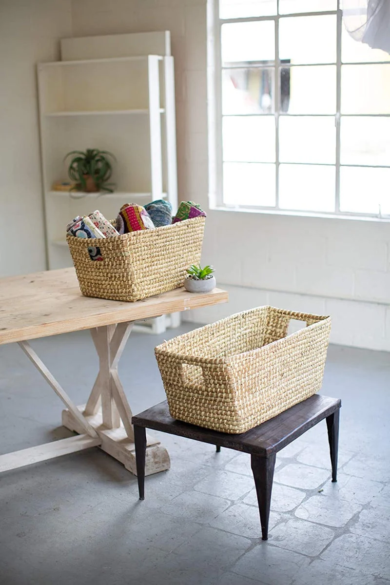 Kalalou A6122 Set of 2 Rectangle Seagrass Baskets