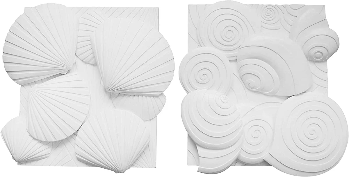 Benzara Polyresin Walldecor with Sea Shell Design, Set of 2, White