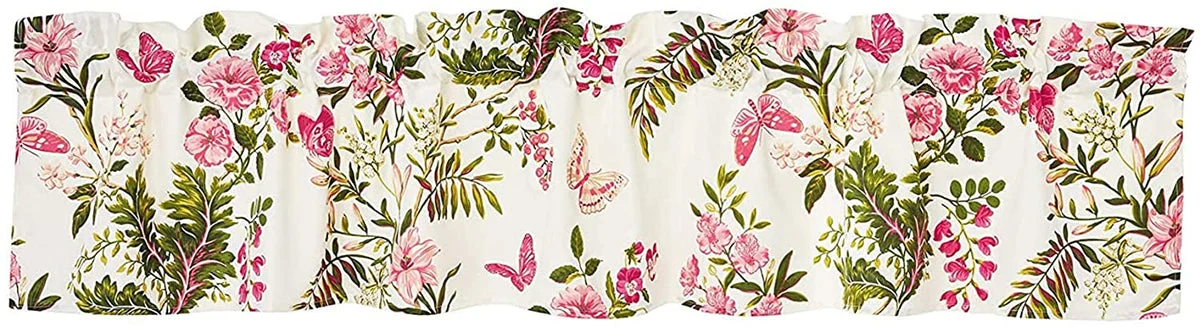 Benzara Atlanta Fabric Window Valance with Butterfly Prints, Multicolor