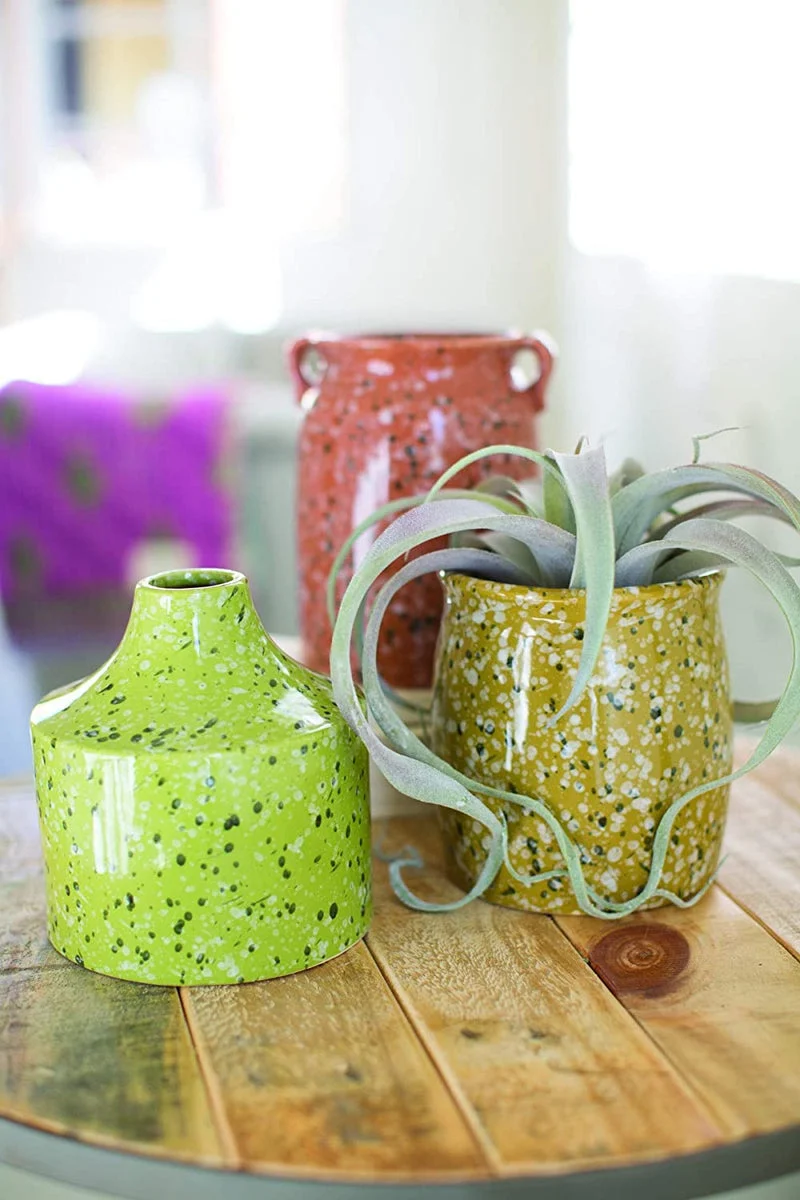 Kalalou CDV2008 Ceramic Splatter Ware Vases Set of 3