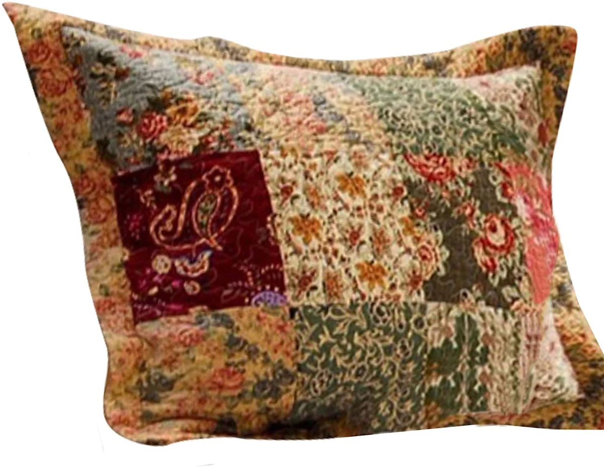 Benzara Kamet Fabric Standard Size Sham with Floral Prints and Paisleys, Multicolor