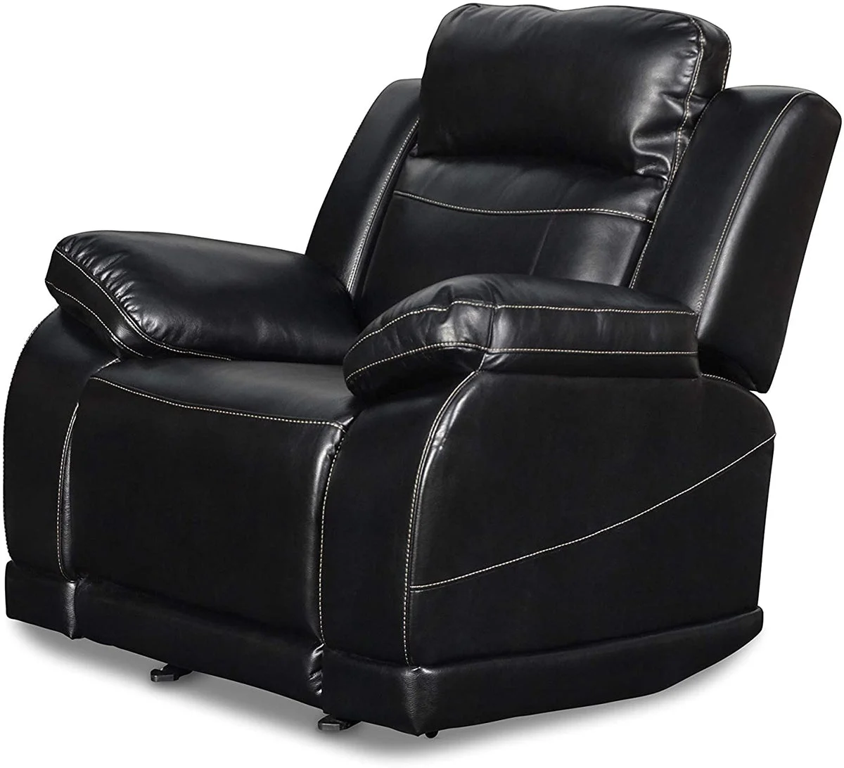 Benzara Faux Leather Upholstered Power Recliner Chair with Split Back, Black