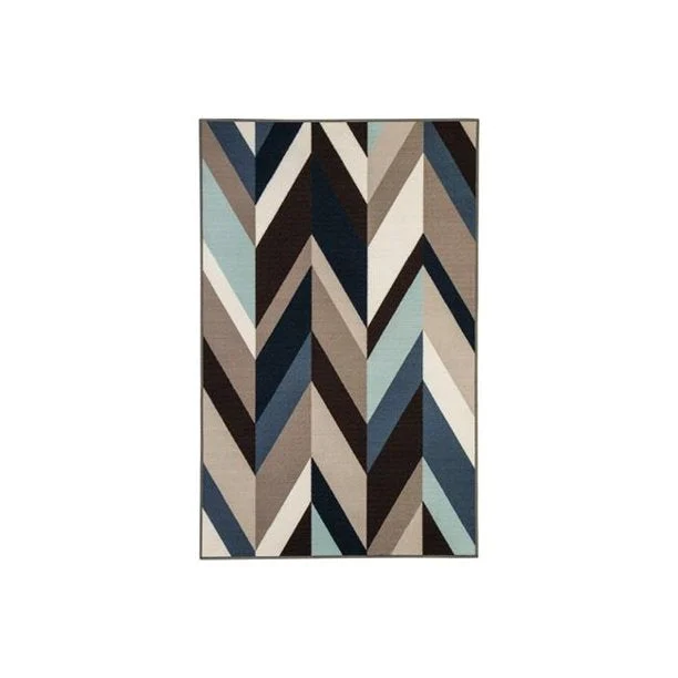 Benzara 81 x 52 Inches Polypropylene Rug with Chevron Pattern, Multicolor