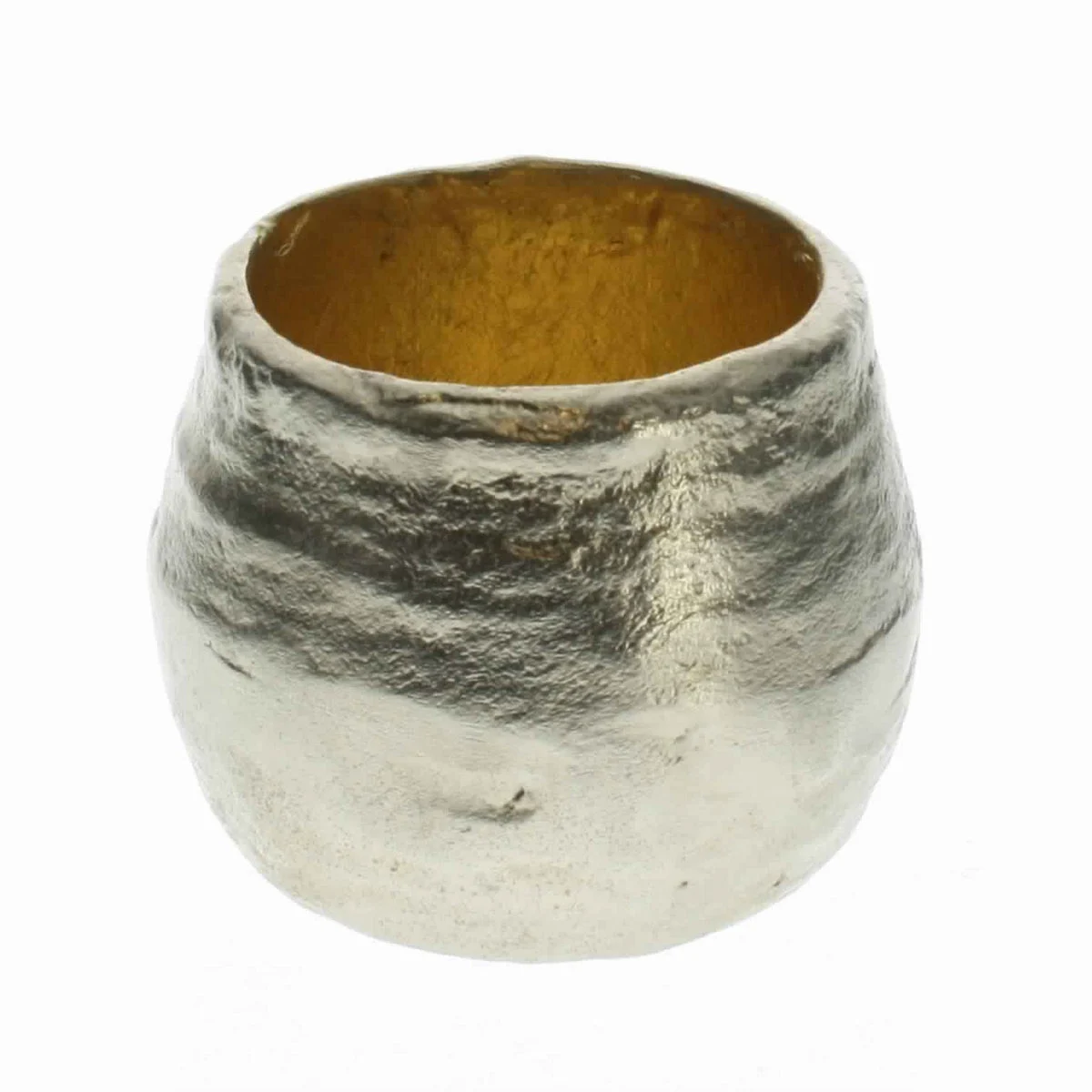 Benzara BM209897 Bellied Aluminum Cup with Shimmering Gold Leaf Interior, Gold and Silver