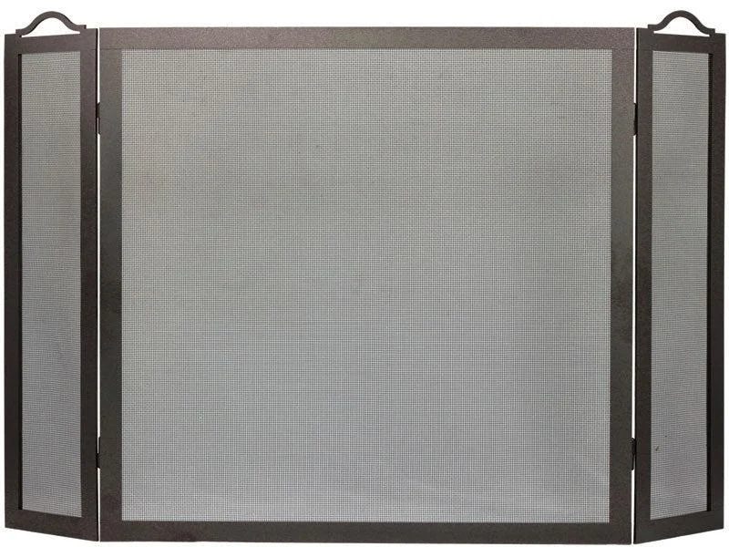 8" x 30" Bronzed Iron Rectangular Triple Panel Fireplace Screen