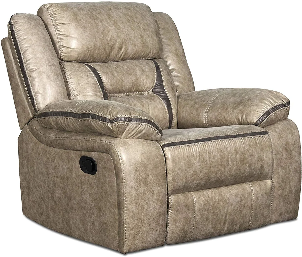 Benzara Contemporary Leatherette Glider Recliner with Split Backrest, Gray