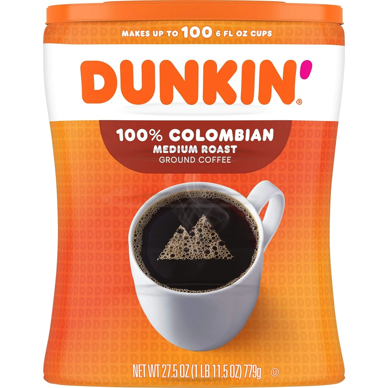 Dunkin’ 100% Colombian Medium Roast Ground Coffee, 27.5 Ounce (Pack of 4)