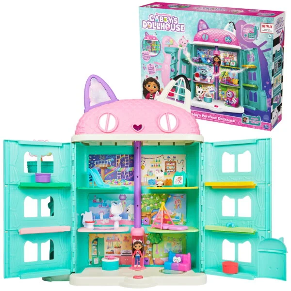 Gabby’s Dollhouse, Purrfect Dollhouse 2-Foot Tall Playset with Sounds, 15 Pieces