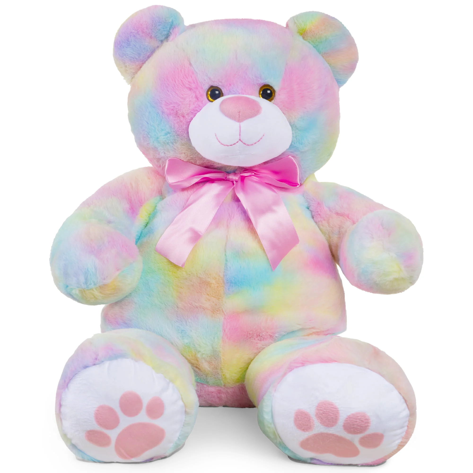 Best Choice Products 38in Giant Soft Plush Teddy Bear Stuffed Animal Toy w/ Bow Tie, Footprints – Pastel