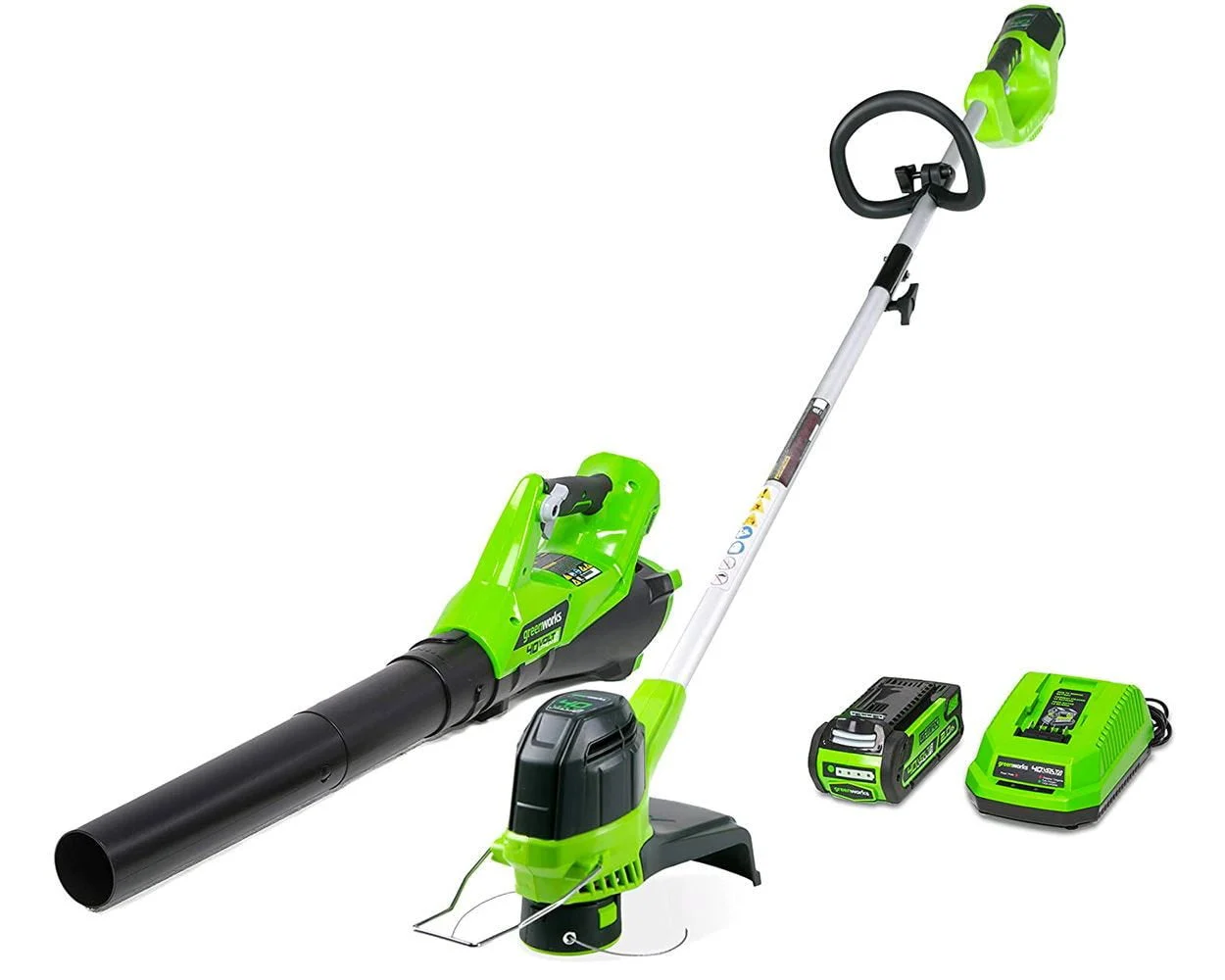Greenworks 40V String Trimmer/Leaf Blower Combo W/ 2.0 Ah Battery, 1301202