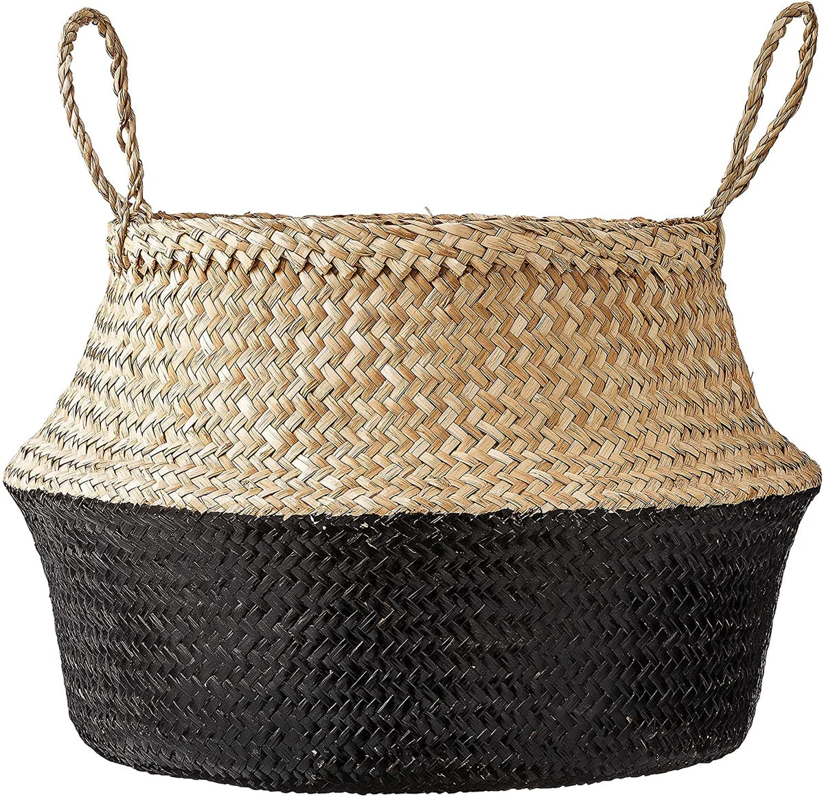 Kalalou CCH1166 Natural Seagrass Basket with Handles (Black)