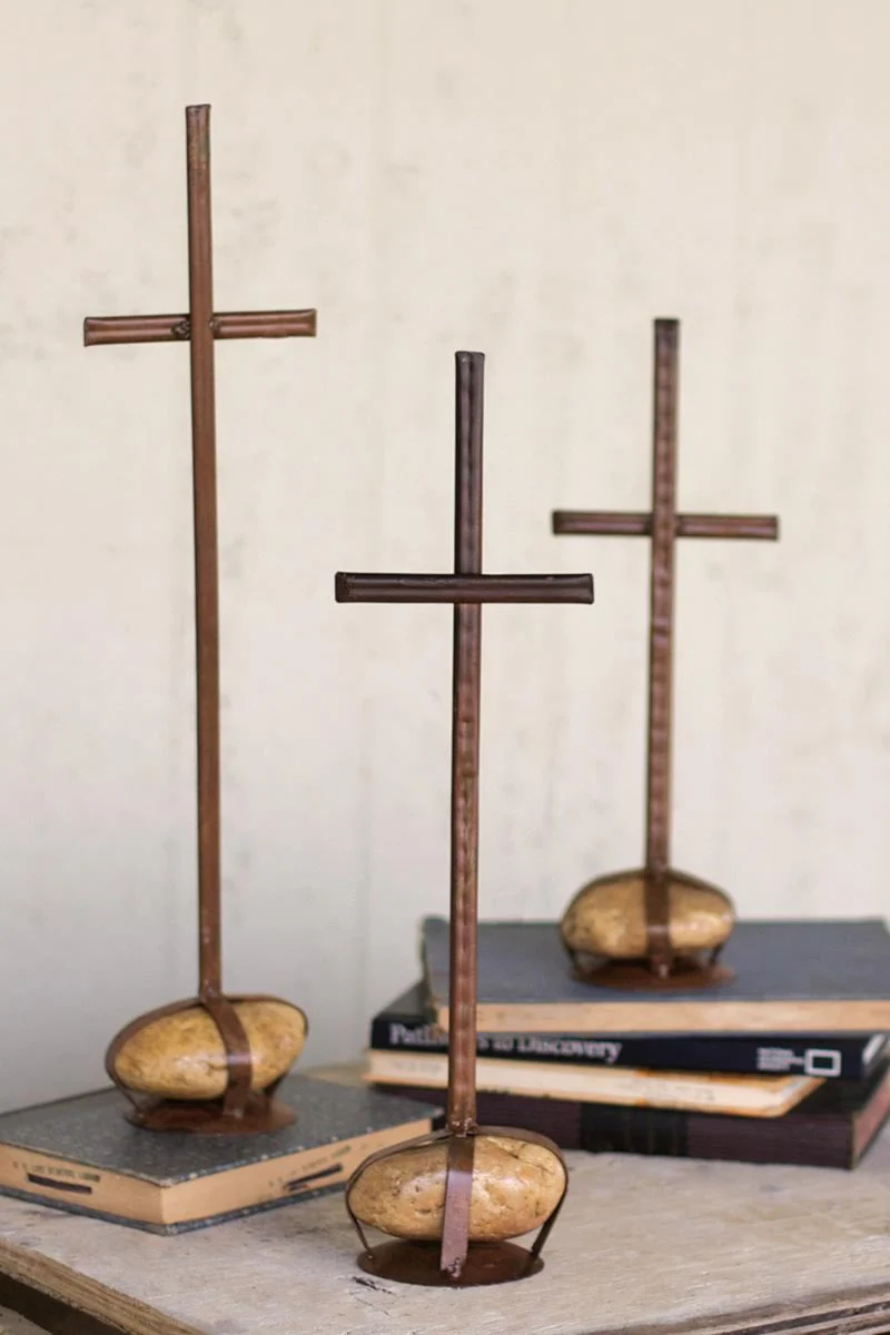 Scrap Metal Crosses – Rustic Decorative Indoor Christmas Decor by Kalalou