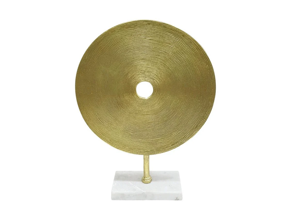 Sagebrook Home 18`` Disc On Marble Base, Gold