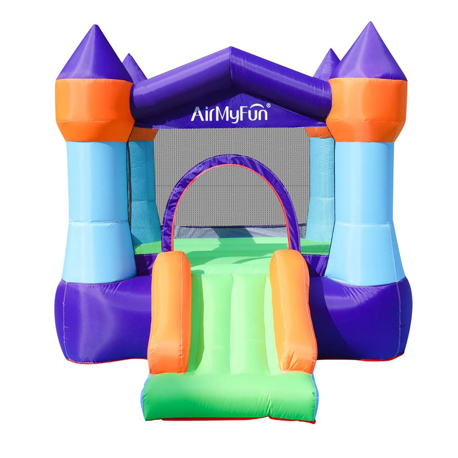 AirMyFun Classic Jumping Castle, Indoor Portable Bounce House with Air Blower, Bouncing Area with Mini Slide for Kids to Have Fun