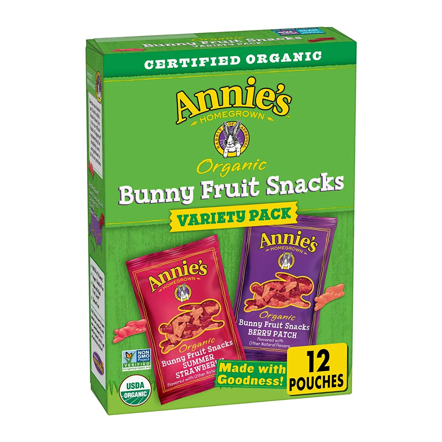Annie’s Organic Bunny Fruit Snacks, Variety Pack, 12 Pouches, 9.6 oz Box