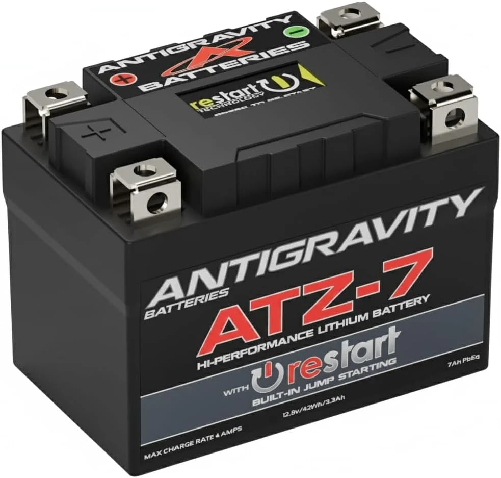 Antigravity ATZ-7 Performance Lithium Motorcycle Powersport Battery with Built-In Jump Starting, 3.5Amp Hours ATV, Quad, Honda, KTM, Yamaha, Kawasaki
