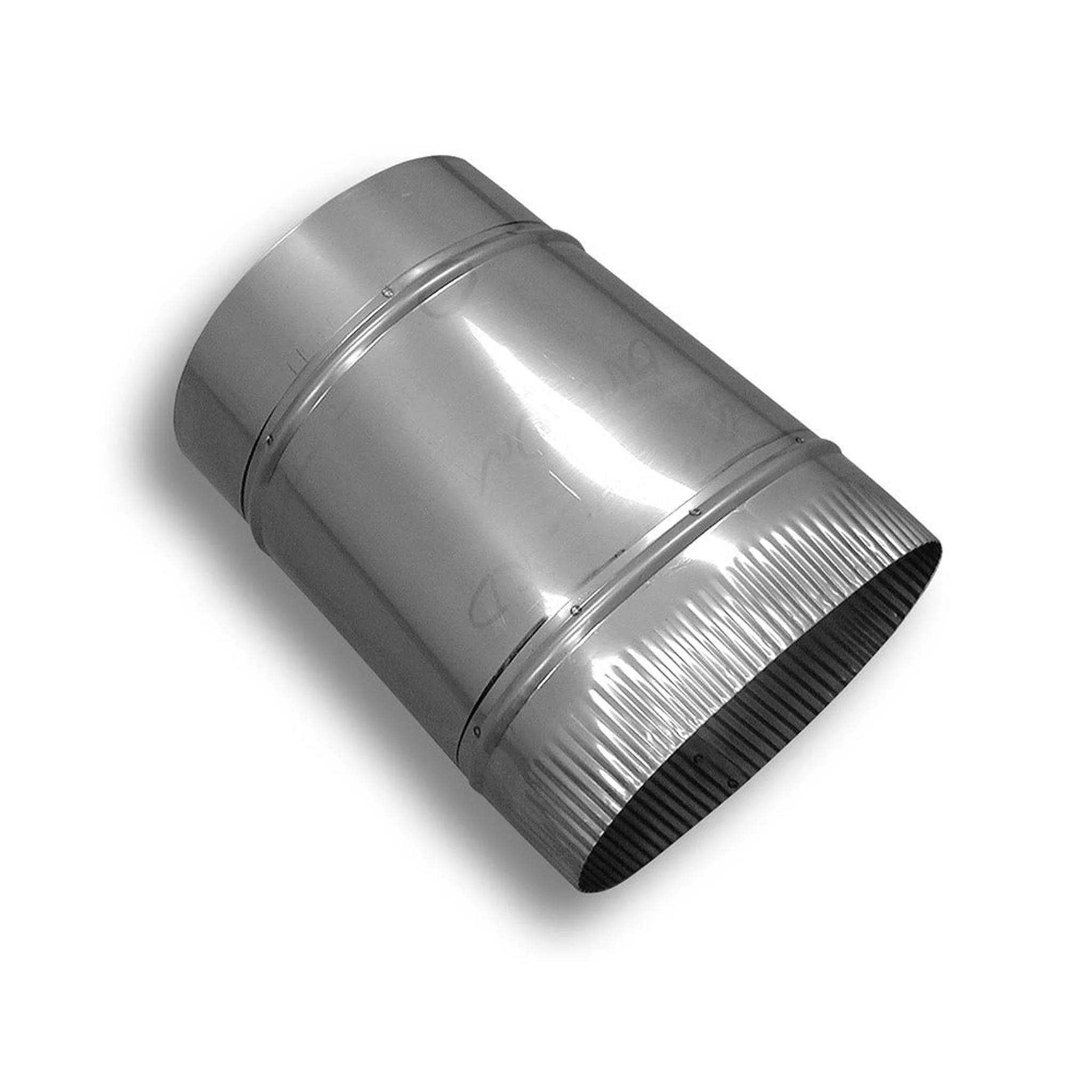 BDM Dalsin Line 7" to 6" Stainless Steel Oval to Round Adaptor - Round End Down