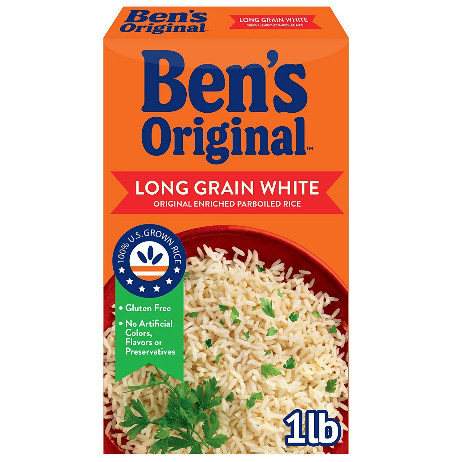 BEN’S ORIGINAL Long Grain White Original Enriched Parboiled Rice, 1 lb. (12 Pack)