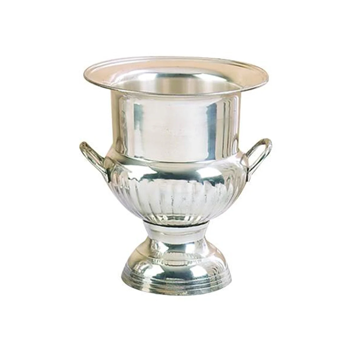 Benzara Brass Wine Bucket With Two Side Handles In Traditional Style, Silver