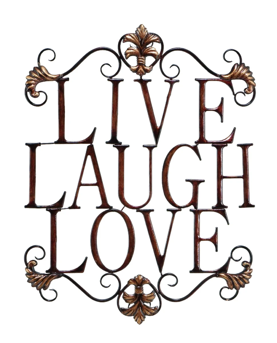 Benzara BM03099 Live Laugh Love Metal Wall Art, Brown