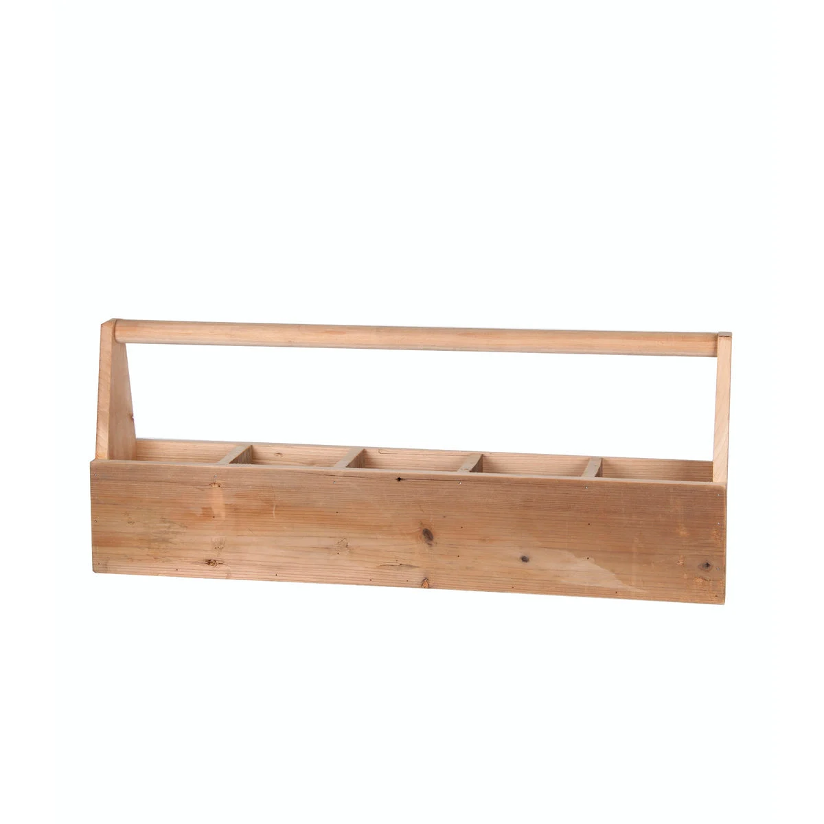 Benzara Wooden Toolbox with 5 Compartments and Handle, Brown