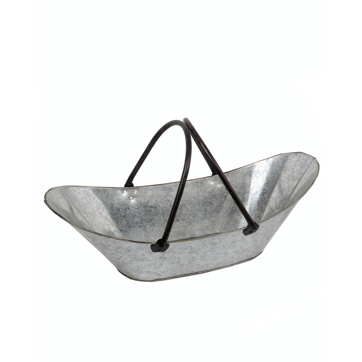 Benzara Metal Storage Basket with Two Handles, Large, Gray