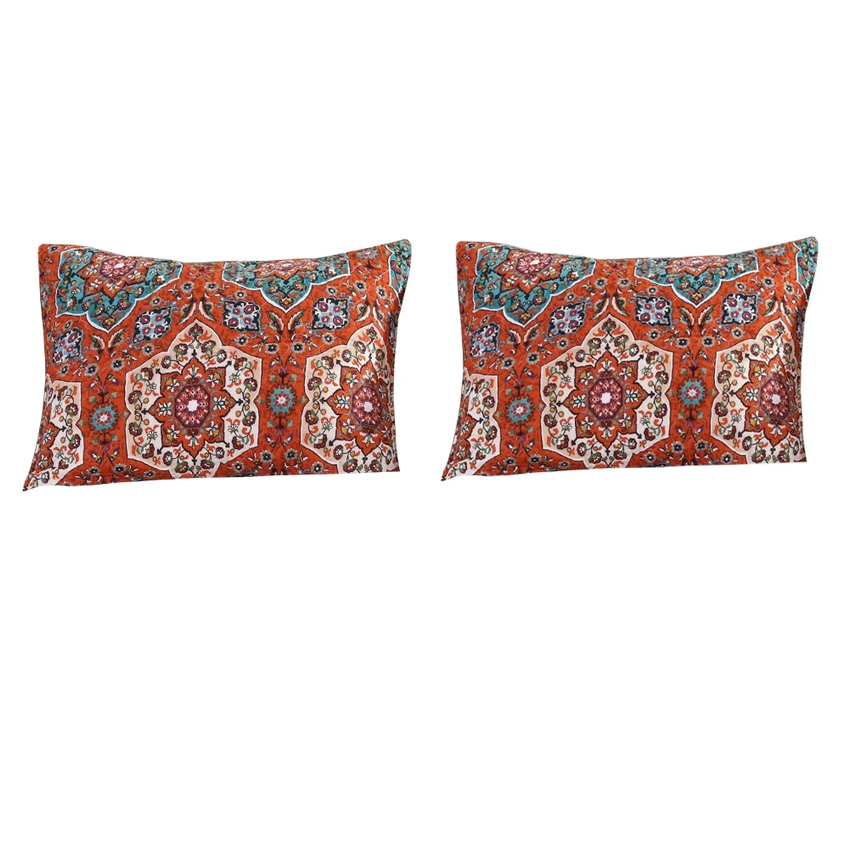 Benzara BM116968 36 x 20 Polyester King Size Sham with Medallion and Floral Motif, Red
