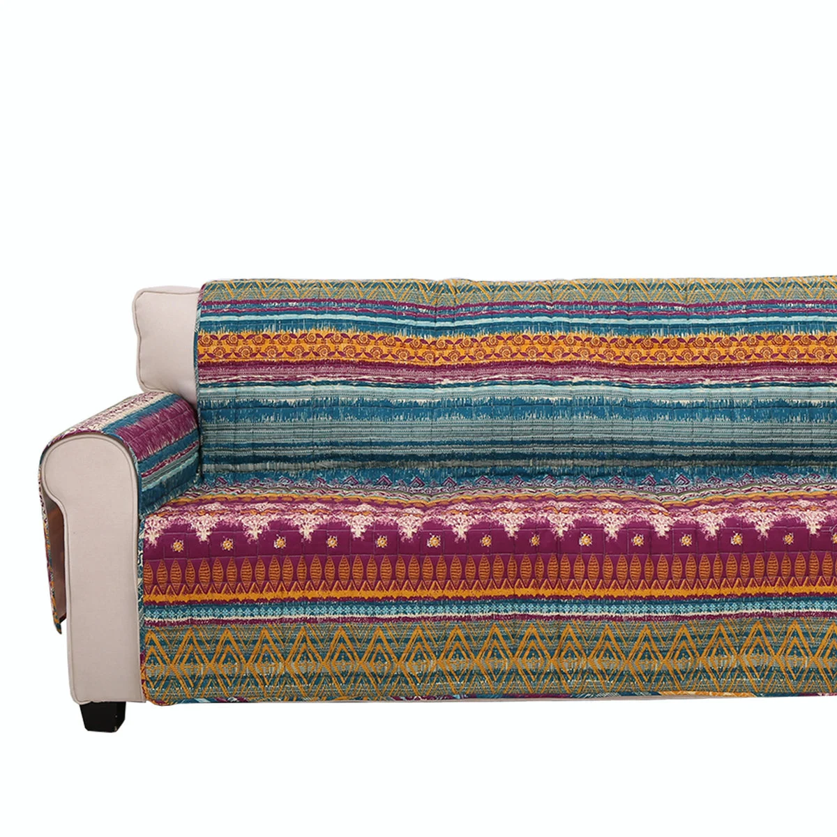 Benzara BM116972 Polyester Loveseat Protector with Tribal Print, Multicolor