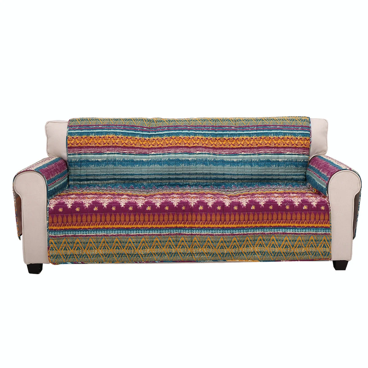 Benzara BM116973 Polyester Sofa Protector with Tribal Print, Multicolor