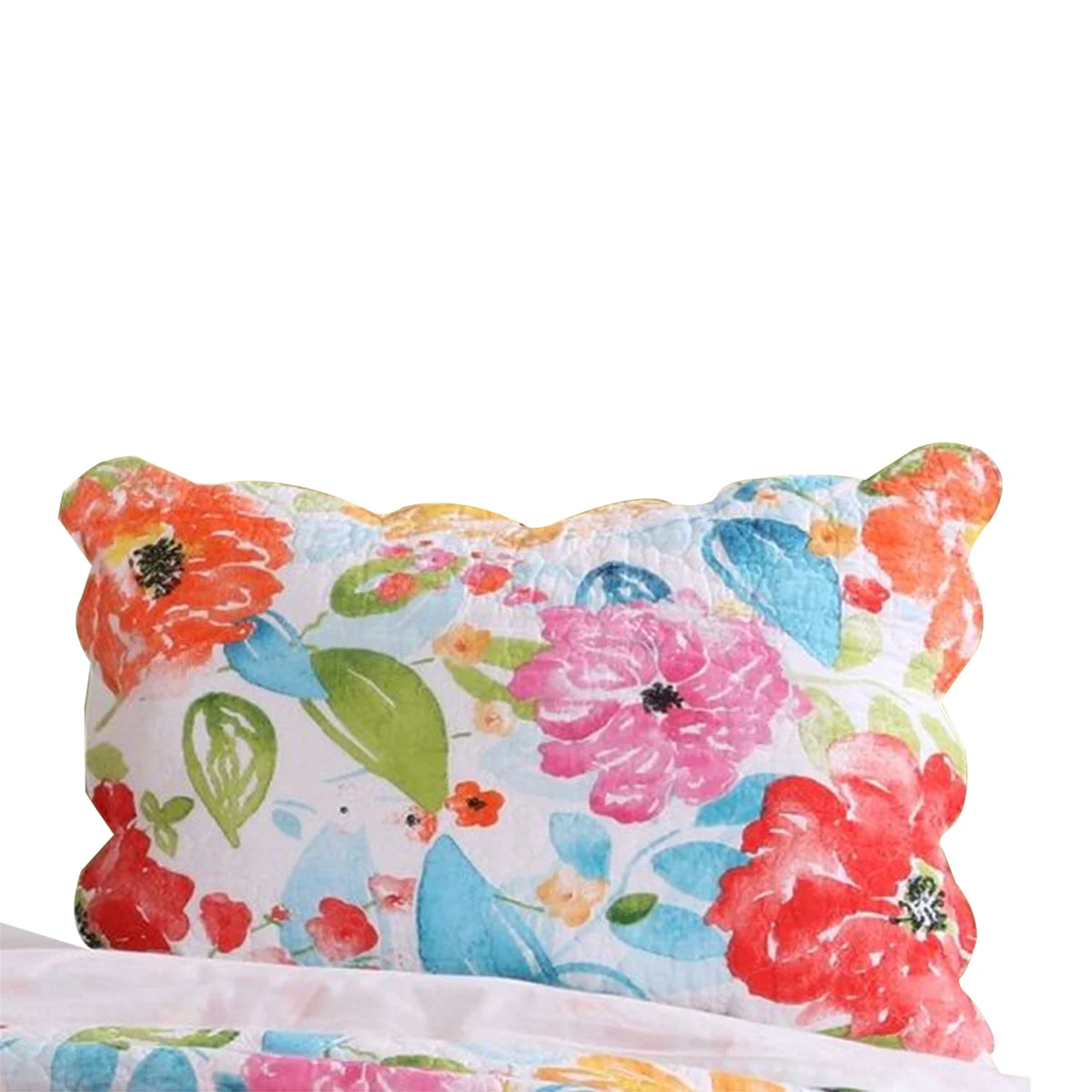 Benzara BM120969 20 X 26 Floral Printed Pillow Sham with Polyester Filling, Multicolor